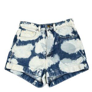 American Apparel Jeans Women 25 Denim High Rise Shorts Cuffed Bleached 5 Pocket